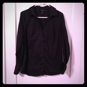 Lane Bryant button down black stretch  blouse